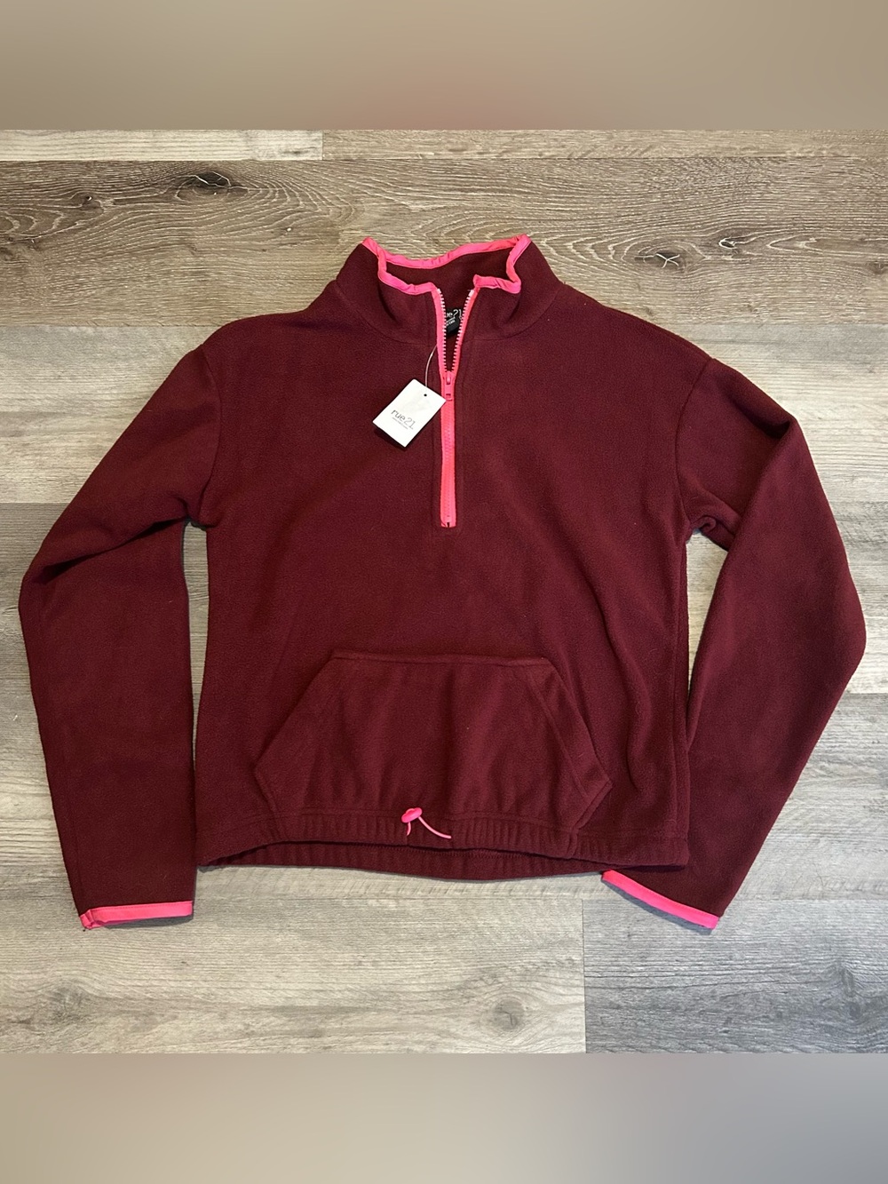 NWT XS Rue 21 Burgundy Pink Quarter Zip Pullover Sweatshirt